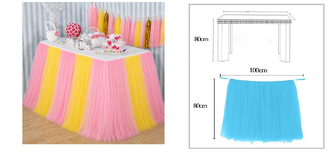 PINK & YELLOW Colour TUTU Table Skirt (1 METRE)